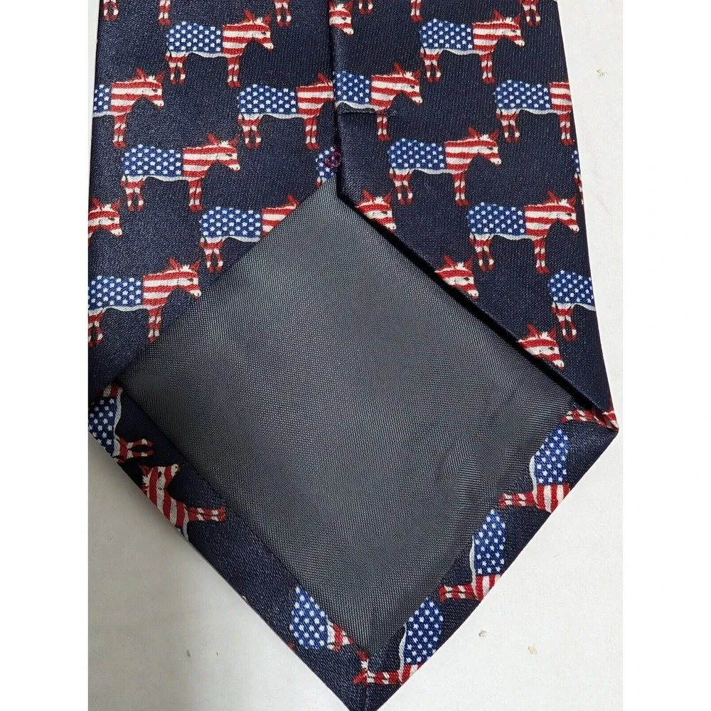 Rene Chagal Tie Handmade Donkeys Red White And Blue Democrat‎ Patriotic American - Picture 4 of 7